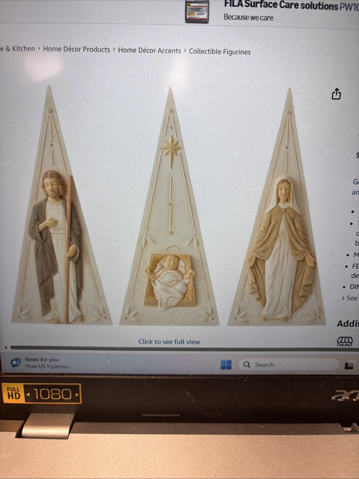 Enesco Foundations 6013085 NATIVITY PYRAMID, 3 Piece Figurine Set
