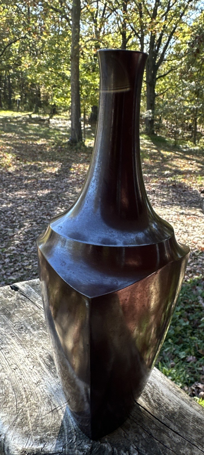 Vintage Takeda Japanese Showa-period modernist bronze Vase Rare MCM Signed