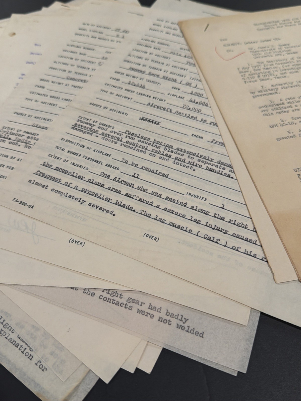 Vintage 1952-1959 C-119 Flying Boxcar Aircraft Accident Report Archive Secret