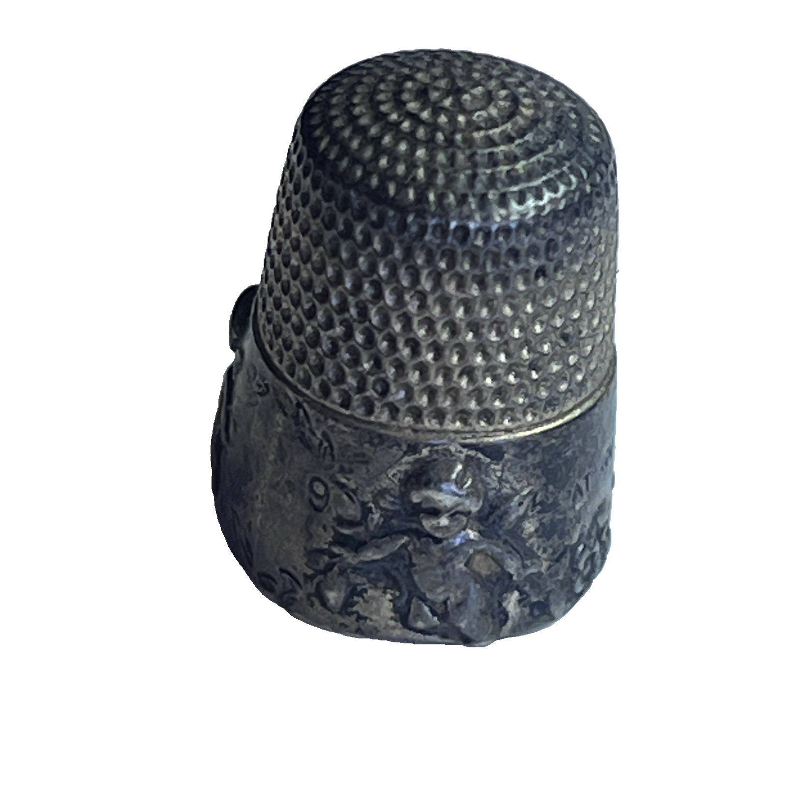 Antique Simons Bros Thimble Cupid Cherubs Flowers