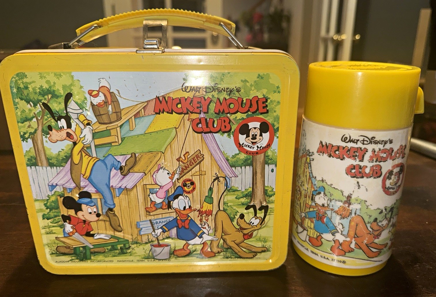 Vintage 1963 Aladdin Walt Disney Mickey Mouse Club Metal Lunch Box w/ Thermos Vintage 1963 Aladdin Walt Disney Mickey Mouse Club Metal Lunch Box w/ Thermos