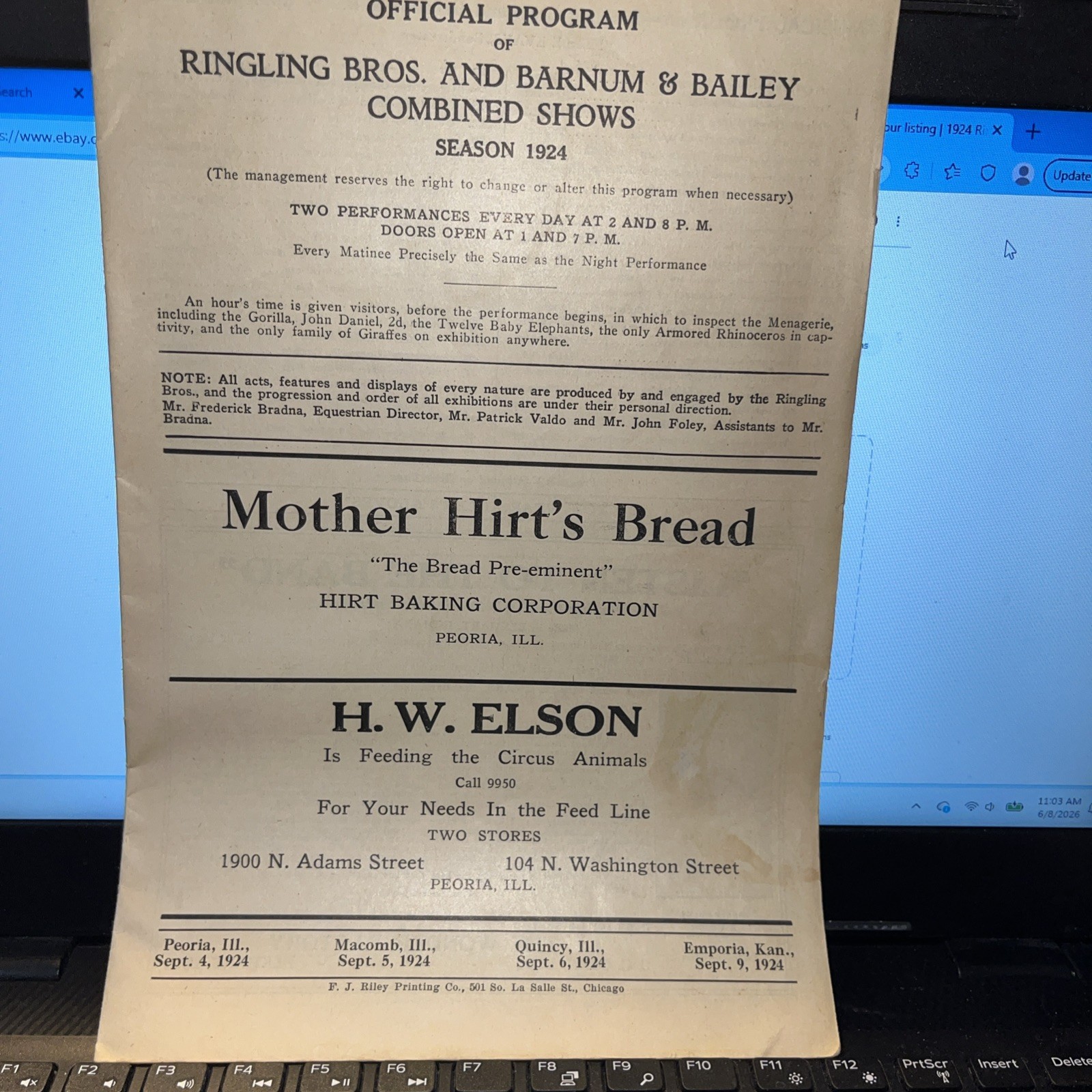 1924 Ringling Bros and Barnum & Bailey Combined Shows Season 1924 Official Progr