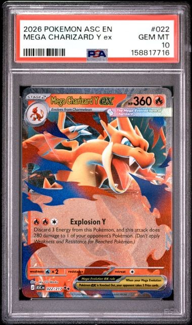 PSA 10 2026 POKEMON ASC EN-ASCENDED HEROES #022 MEGA CHARIZARD Y ex PSA 10 2026 POKEMON ASC EN-ASCENDED HEROES #022 MEGA CHARIZARD Y ex
