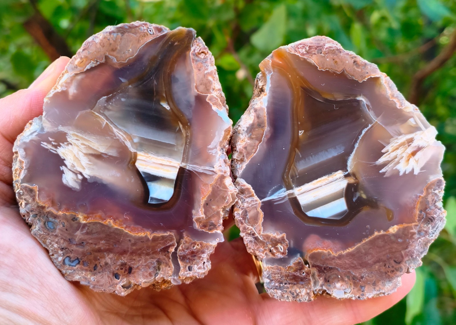 Mirror Polished Pink Waterline Thunderegg Agate Pair