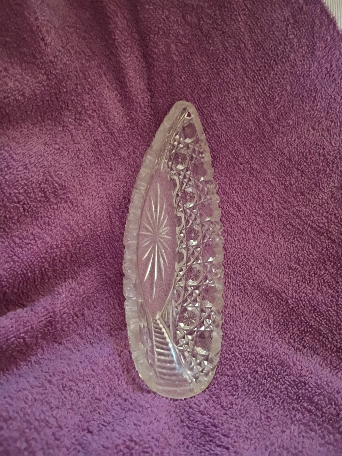 American Brilliant lead crystal celery canoe vintage era