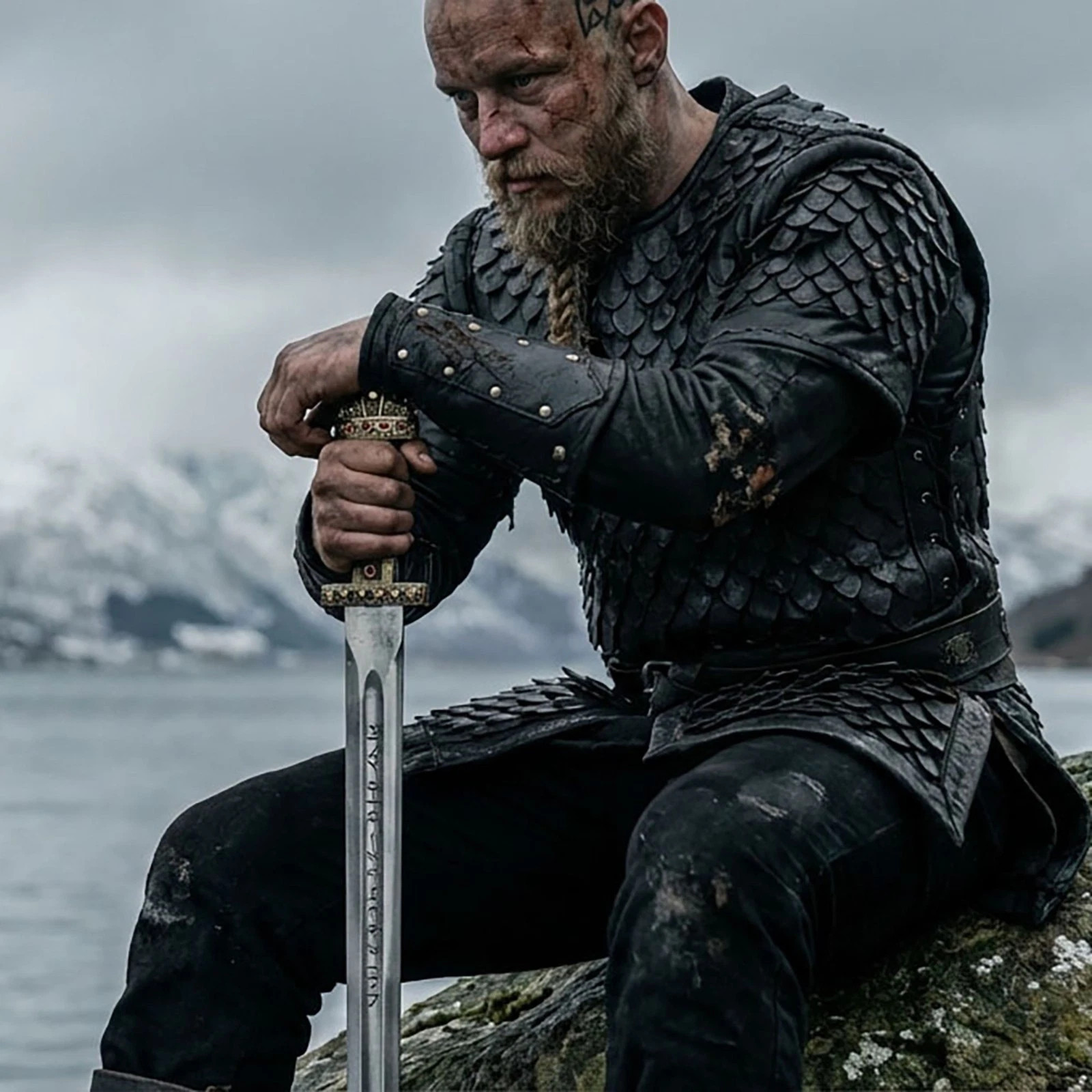 Hand Forged Custom King Ragnar Lothbrok Viking Sword, Stainless Steel Replica