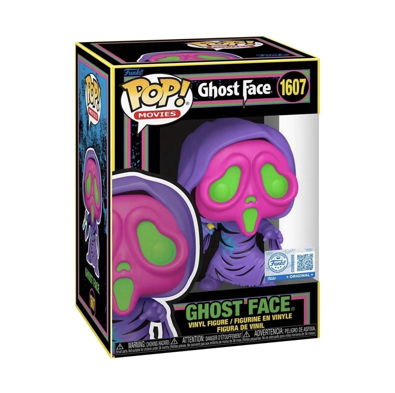 Funko Pop Scream Ghost Face Black Light Vinyl Figure #1607 - EE EXC. Funko Pop Scream Ghost Face Black Light Vinyl Figure #1607 - EE EXC.