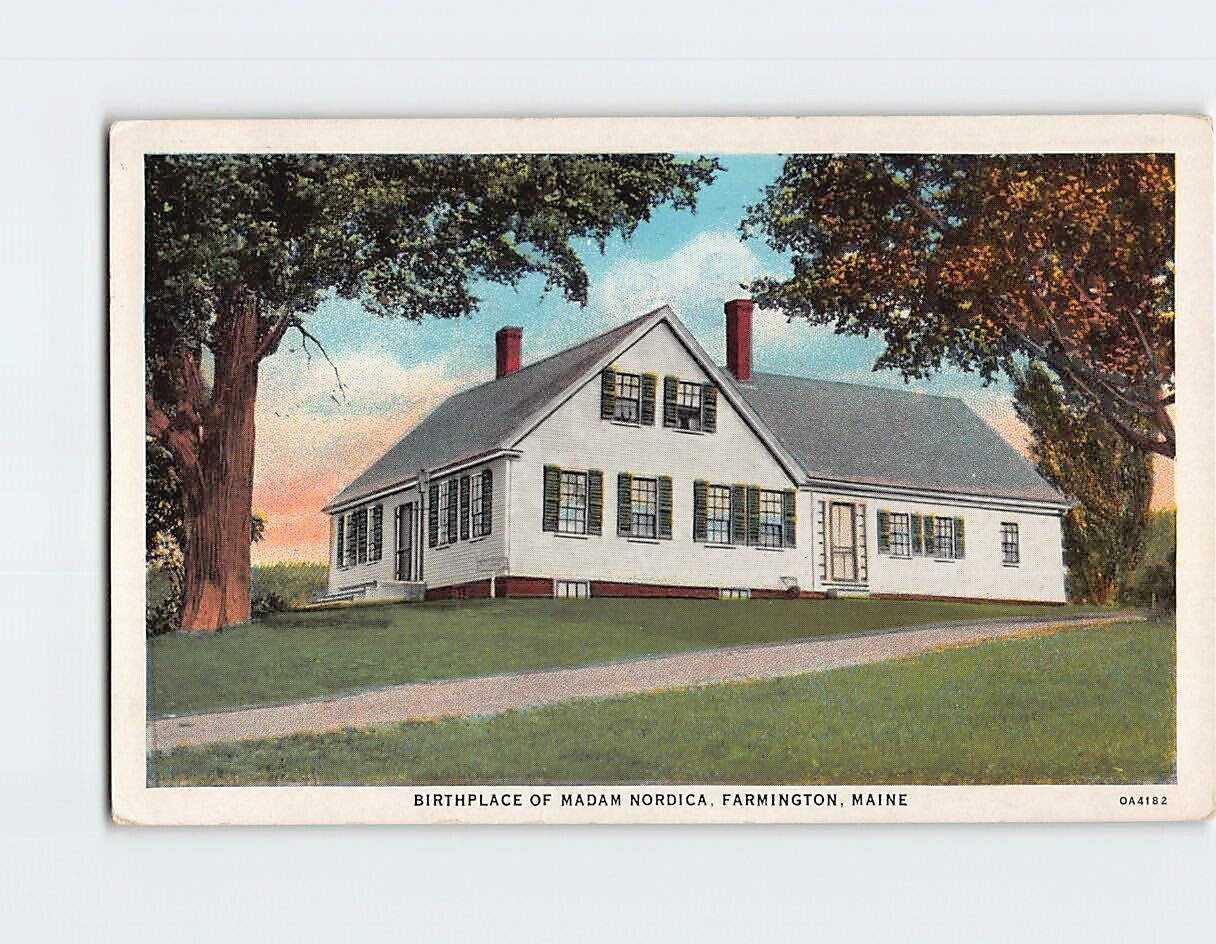 Postcard Birthplace of Madam Nordica Farmington Maine USA