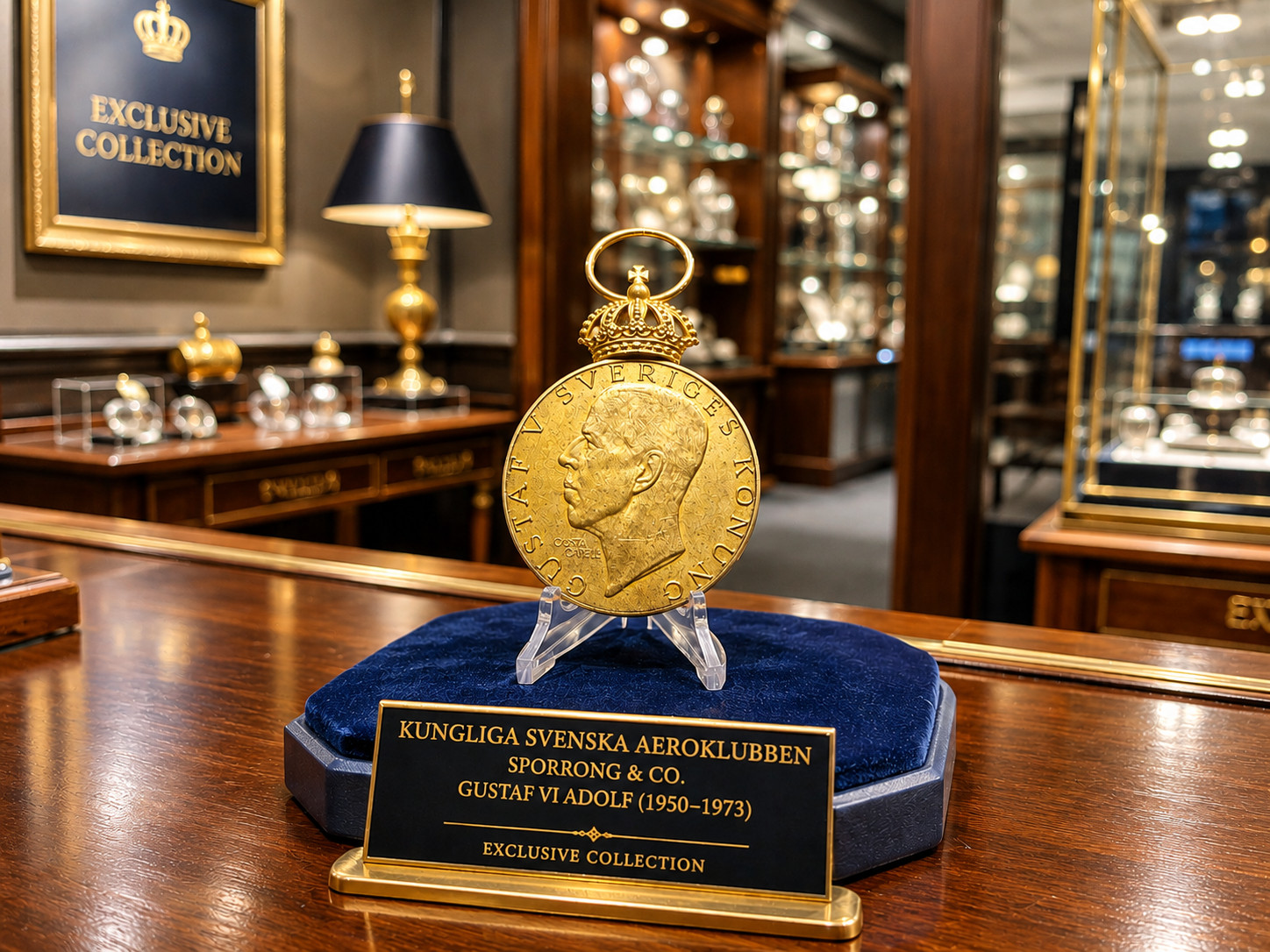 Vintage Sporrong Swedish Royal Aero Club KSAK Medal King Gustaf VI Adolf