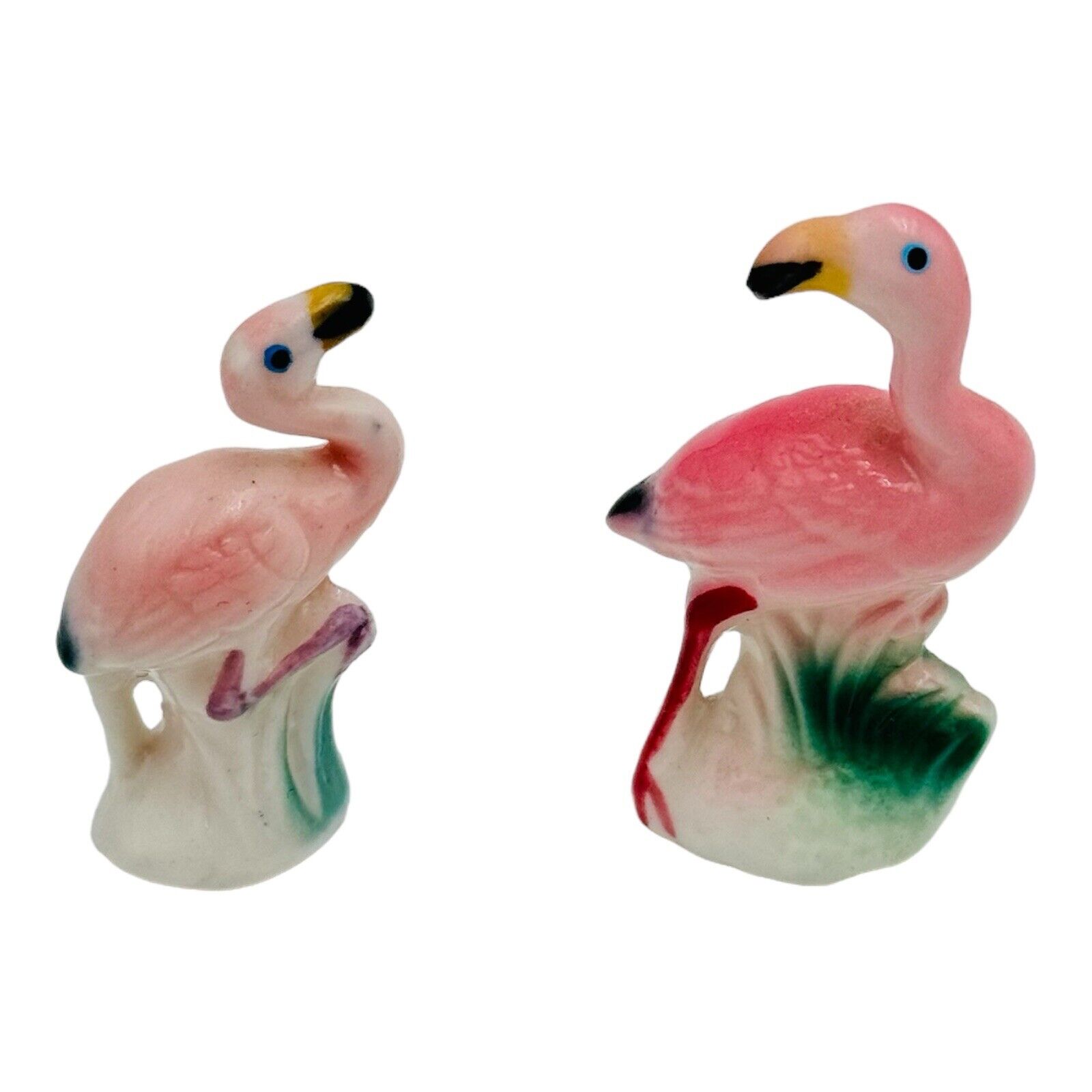 Vintage Miniature Bone China Pink Flamingos Set Of 2