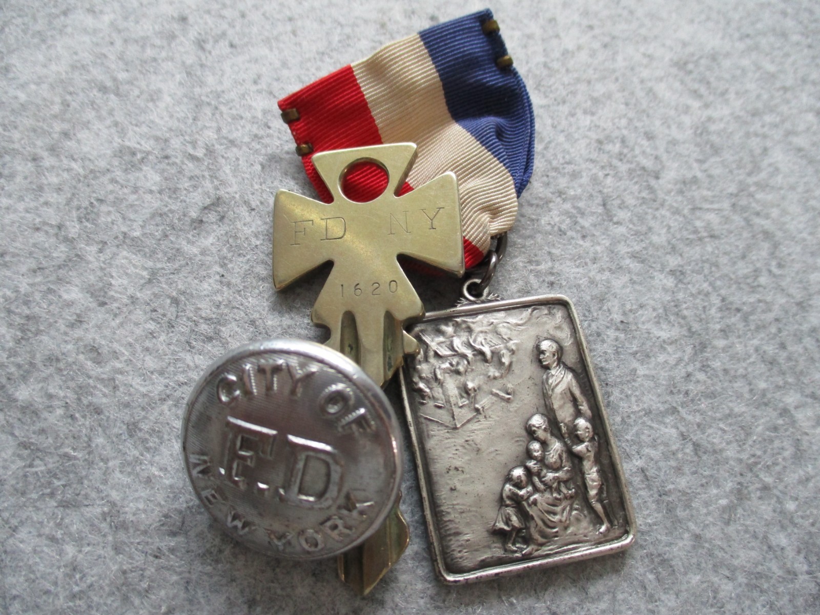 VINTAGE FDNY FIREMAN MEMORABILIA - COLLECTIBLES  (LOT OF 3)