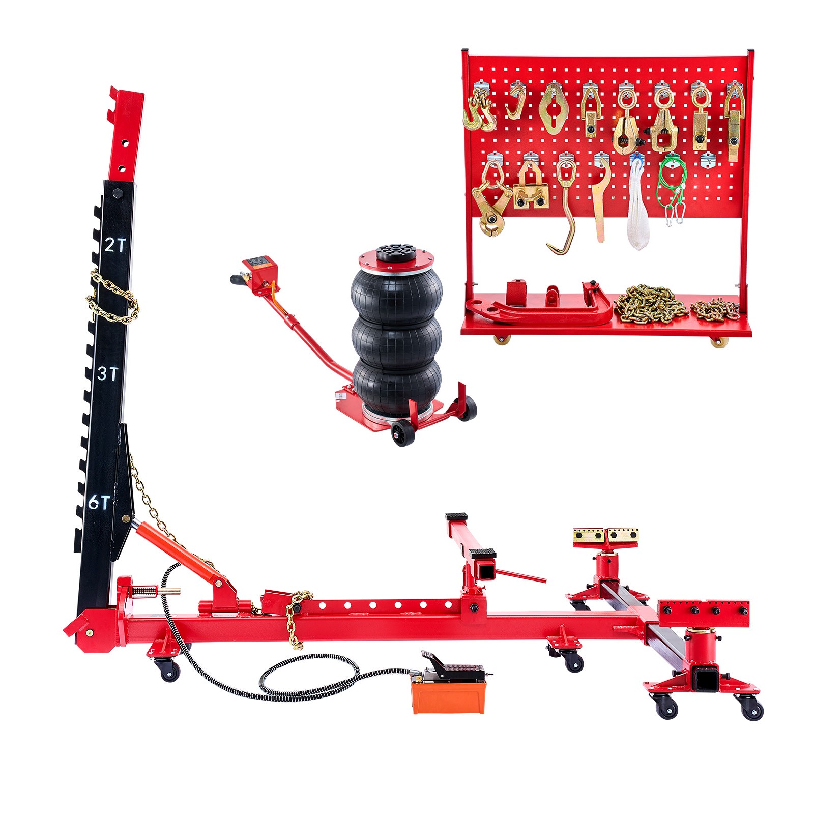 6T Auto Body Frame Puller Straightener with 3T Airbag Jack & 16-Piece Tool Kit