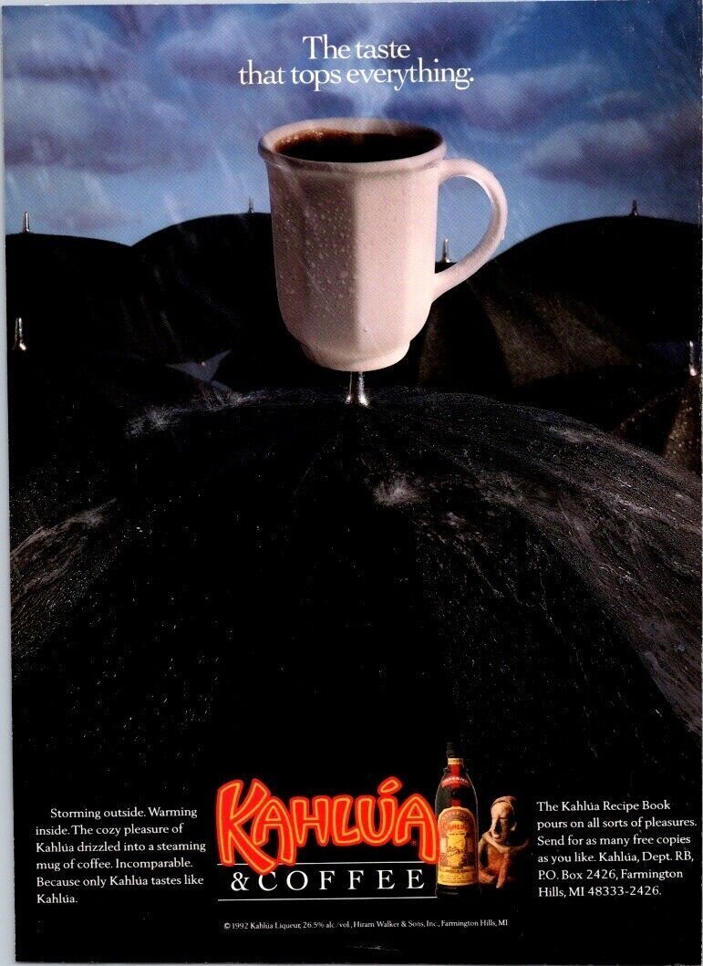 1992 Print Ad Kahlua & Coffee The Taste That Tops Everything