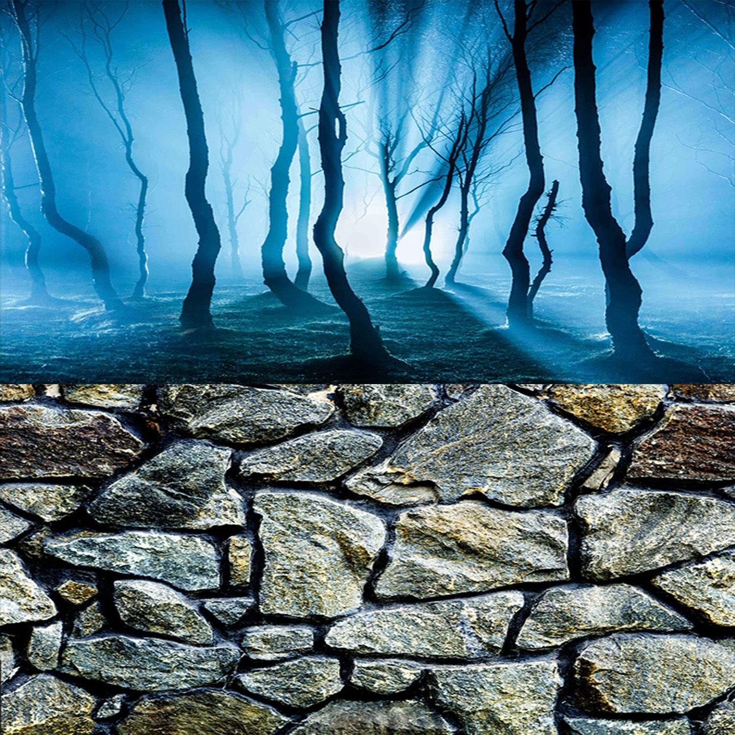 ELEBOX Fish Backgrounds Paper Double Sides 3D Stone & Trees Aquarium Backgrou... ELEBOX Fish Backgrounds Paper Double Sides 3D Stone & Trees Aquarium Backgrou...