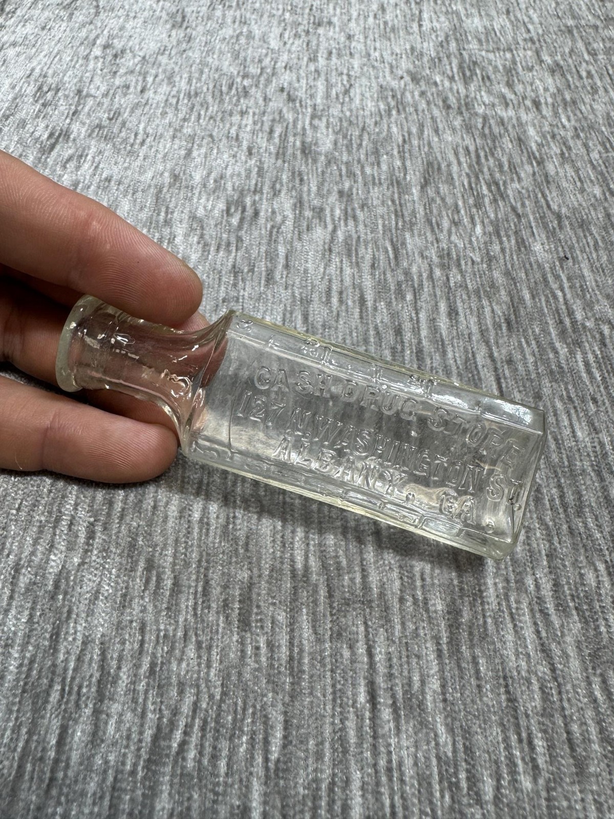 Vintage Cash Drug Store Medicine Bottle Clear Glass Albany GA Georgia Pharmacy