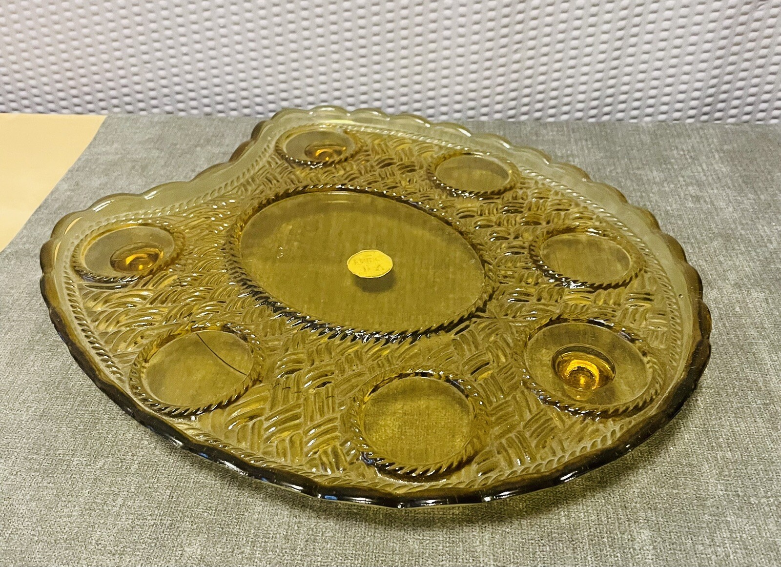Antique Portieux Vallerysthal Rare Footed Basket Weave Glass Breakfast Set Dish Antique Portieux Vallerysthal Rare Footed Basket Weave Glass Breakfast Set Dish