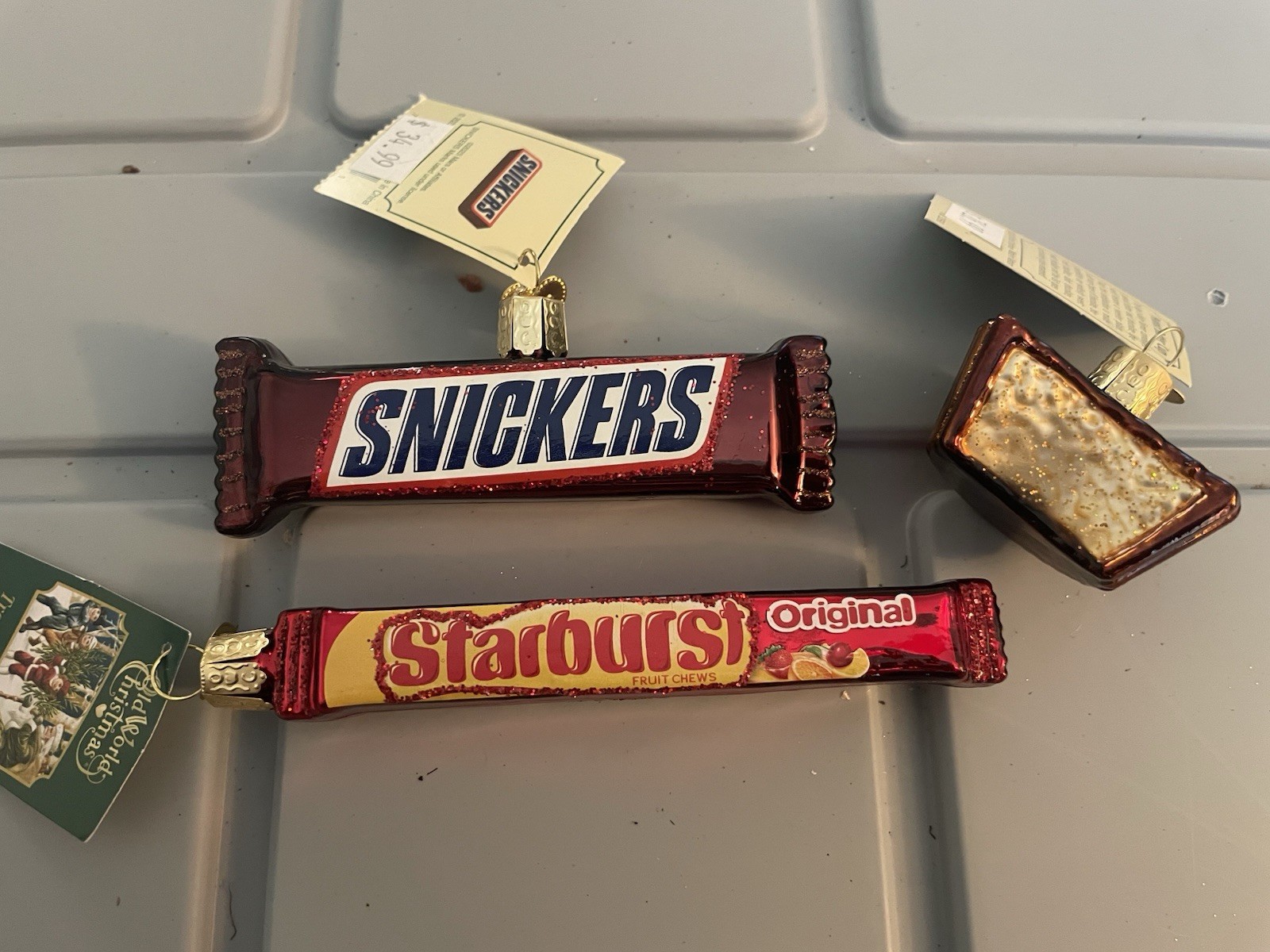 LOT 3 Ornaments Old World Christmas Starburst Snickers Peanut Butter Cup Candy