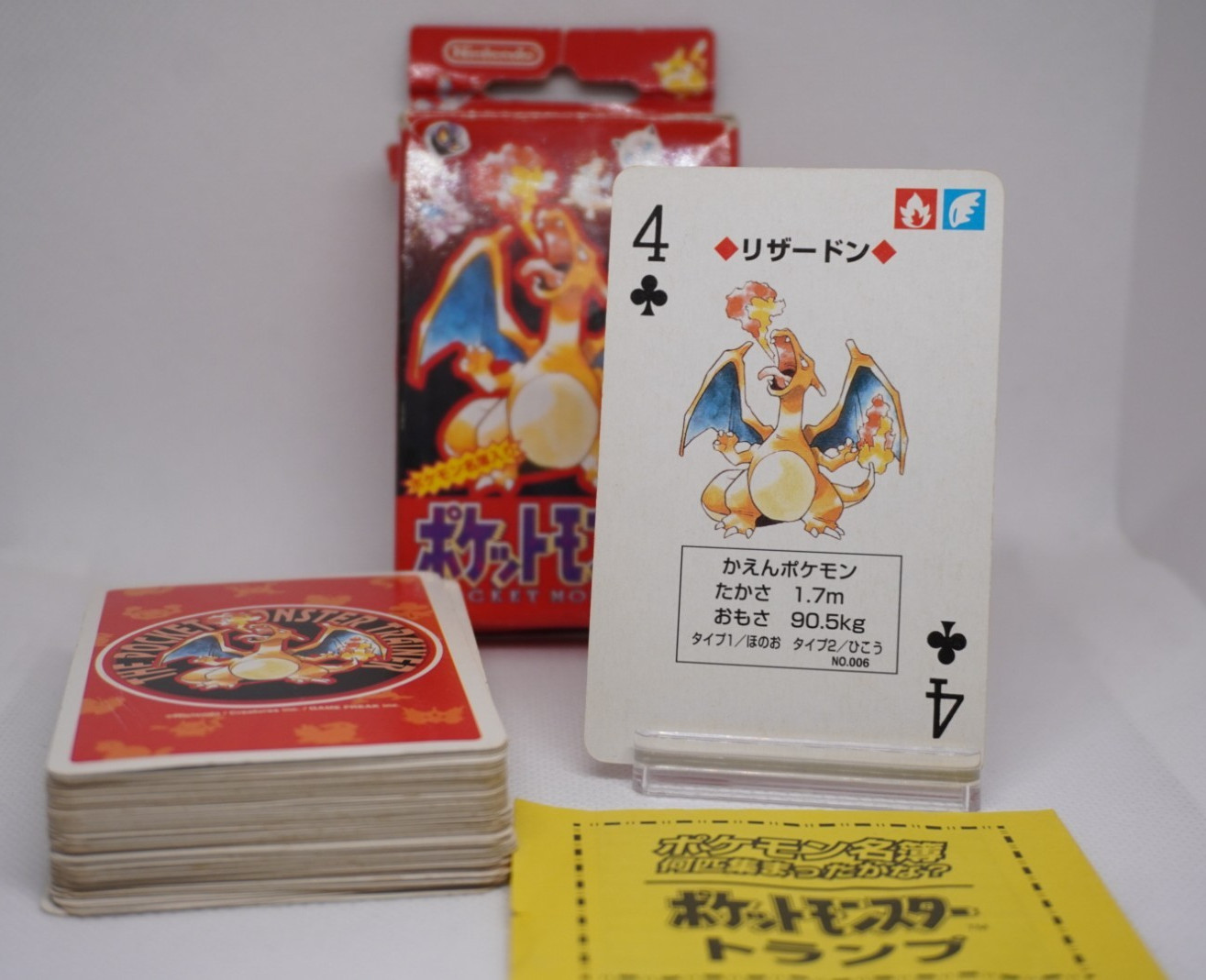 Vintage 1996 Nintendo Pokémon Red Charizard Playing Cards Complete Deck Japan
