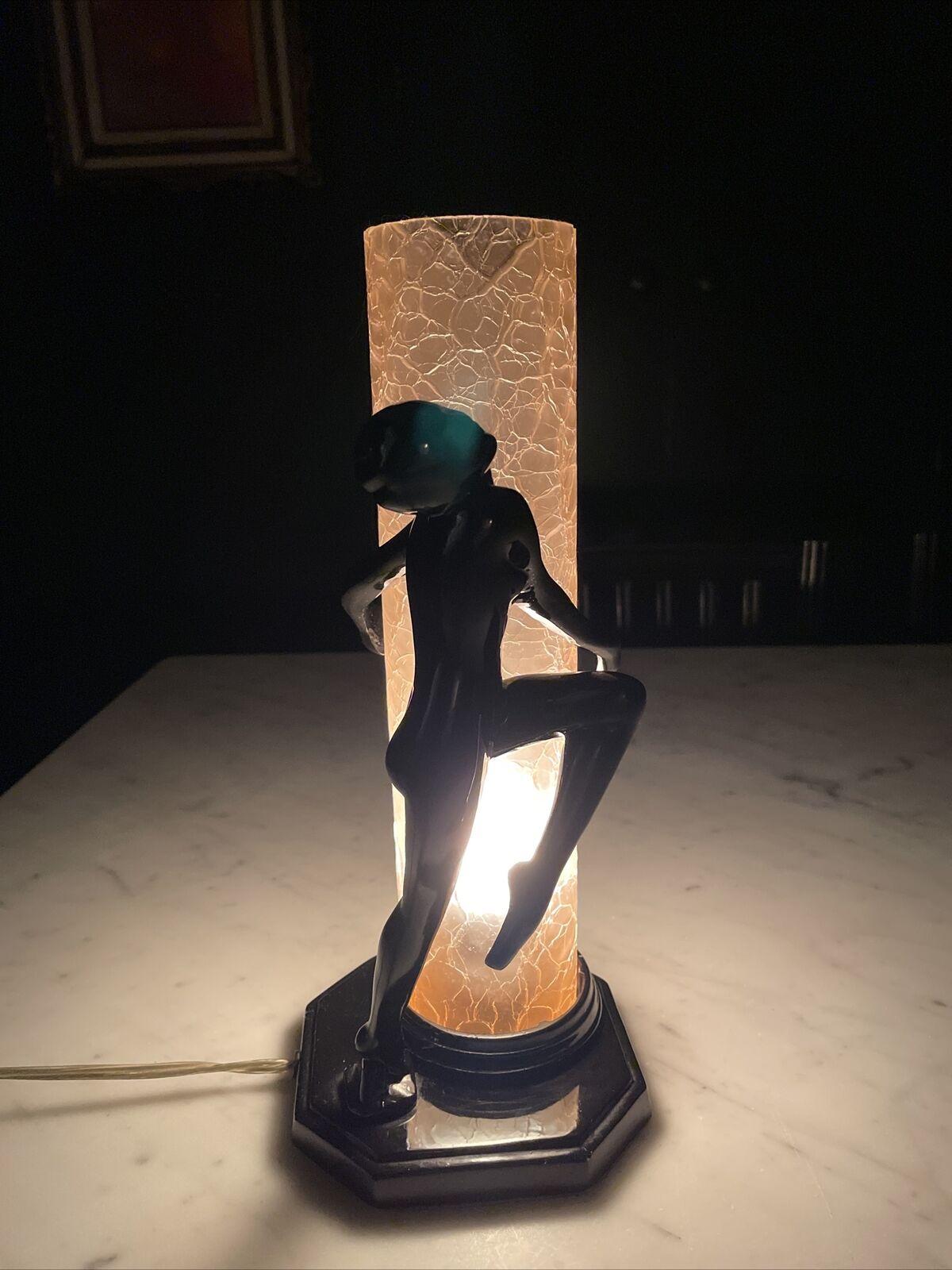 Vintage Sarsaparilla Art Deco Style Lamp  Reproduction Nude Lady 1980s