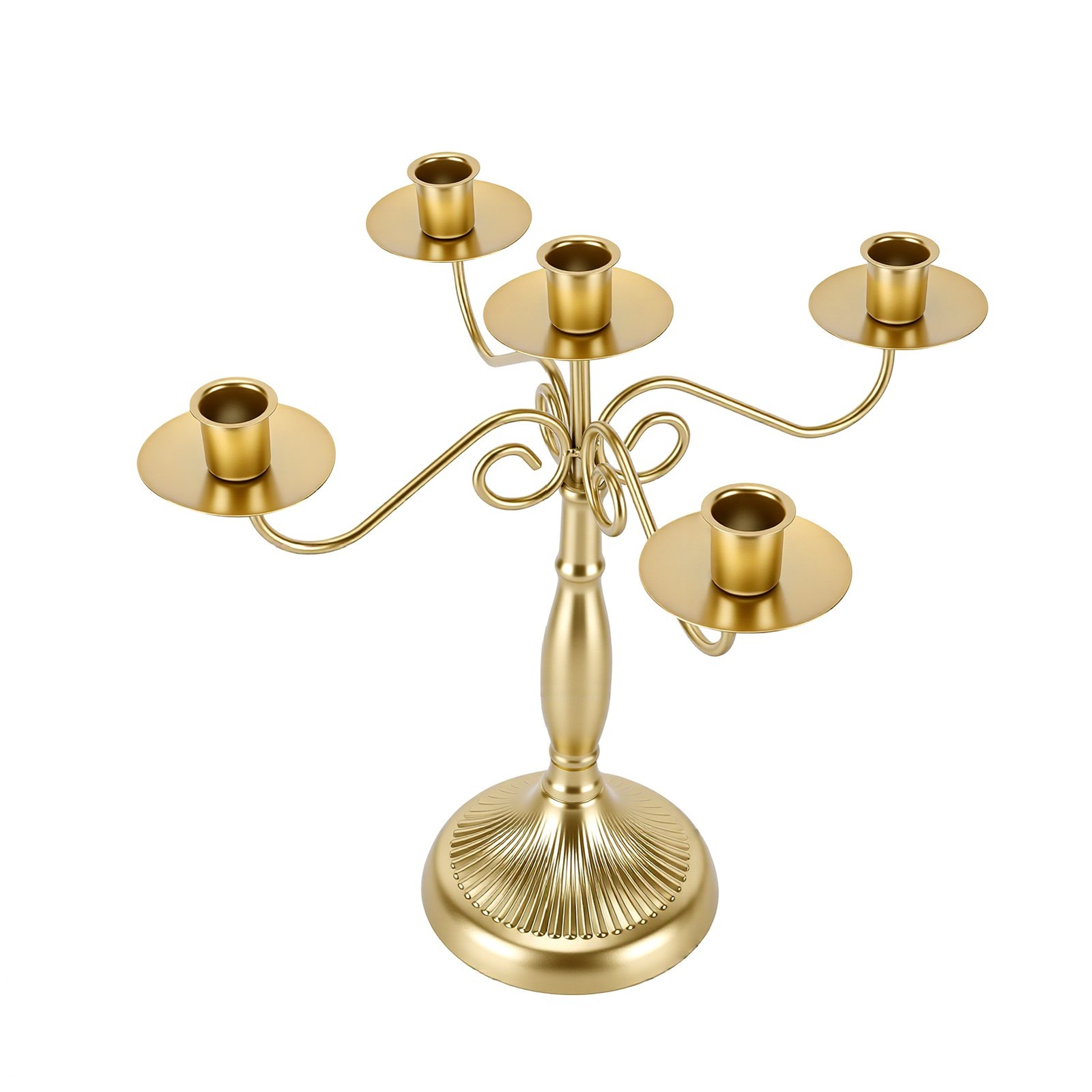 5 Arm Candelabra Taper Table Centerpiece Vintage Iron Candle Holder 12.8inch DSO