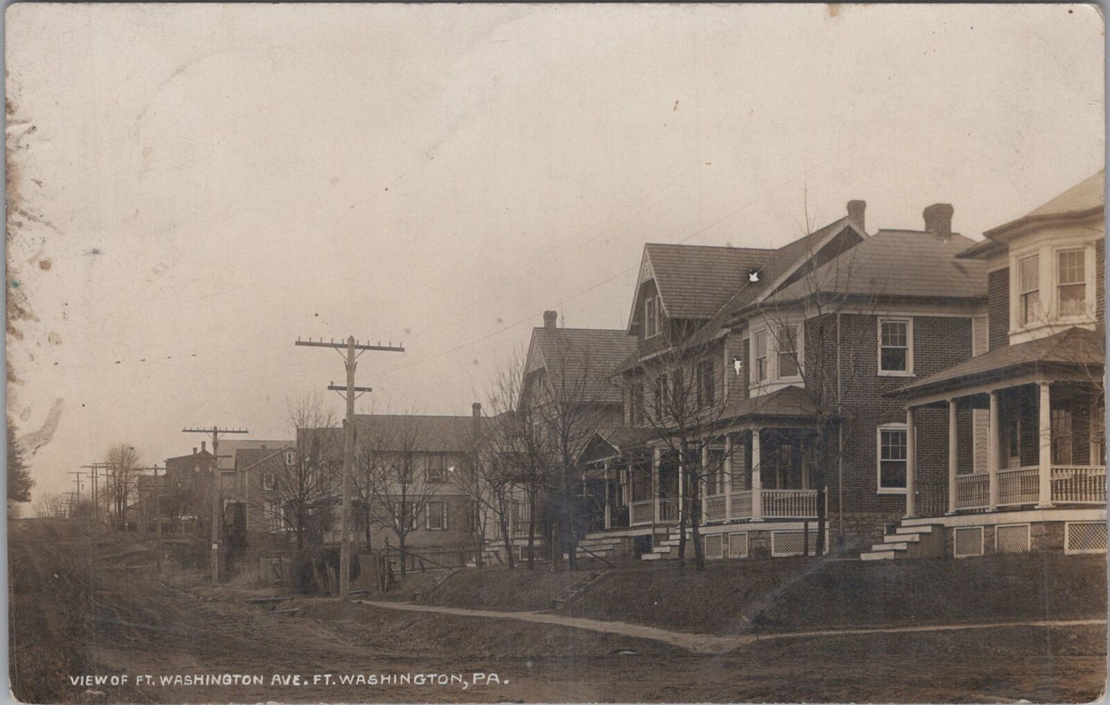 RPPC Postcard View of Ft Washington Ave Ft Washington PA 1912