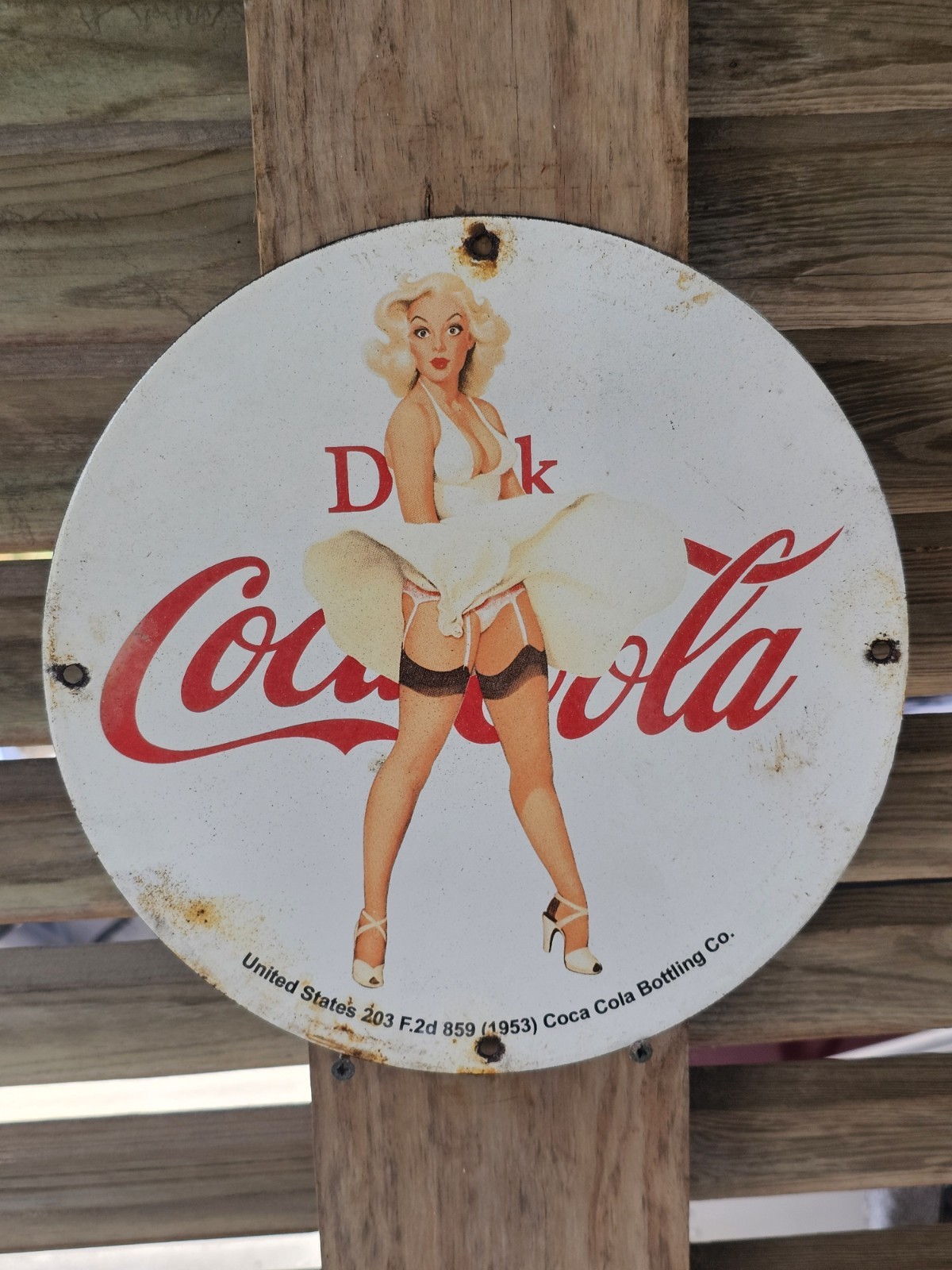 VINTAGE 1953 COCA COLA PORCELAIN GAS SODA BEVERAGE SERVICE STATION SIGN 