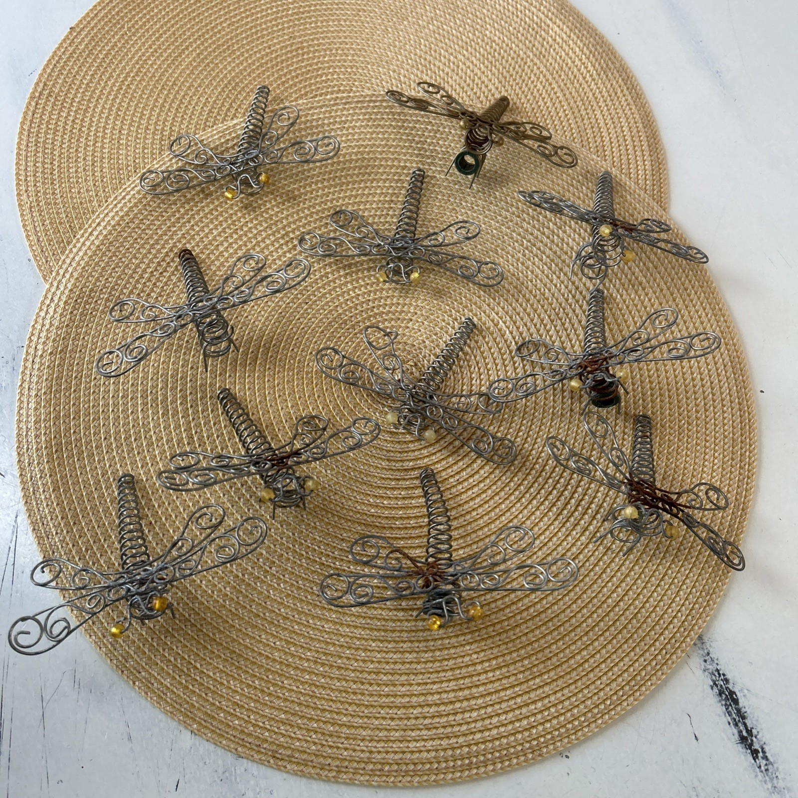VTG Beads & Metal Wire Dragonfly Christmas String Light Cover Reflectors (11)