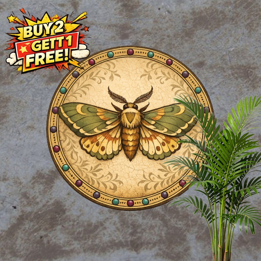Floral Butterfly Metal Wall Plaque 8x8 Round Tin Sign Nature Insect Garden Decor