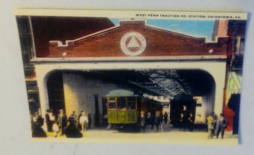 Early Uniontown PA. West Penn Traction Trolley Station, Garage Rare NEW POSTCARD