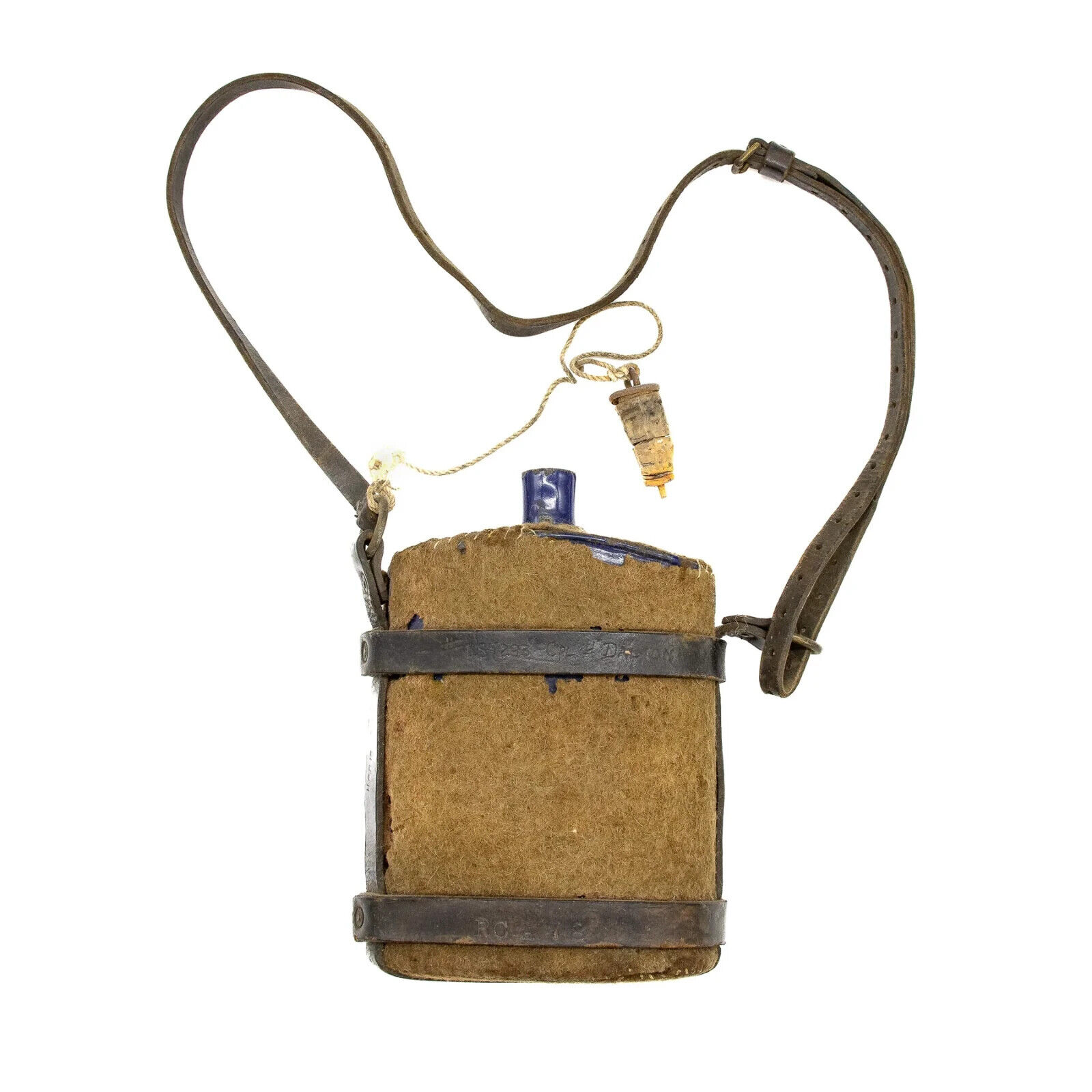 NAMED WWI Canadian Canteen with Original Wool Wrap & Leather Harness
