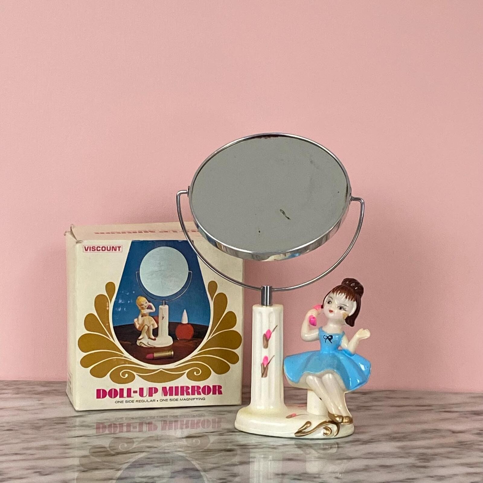 Vintage Viscount Doll-up Vanity Mirror Girl on Telephone (Original Box)