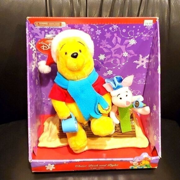 VINTAGE Winter Pooh & Piglet Musical Plush