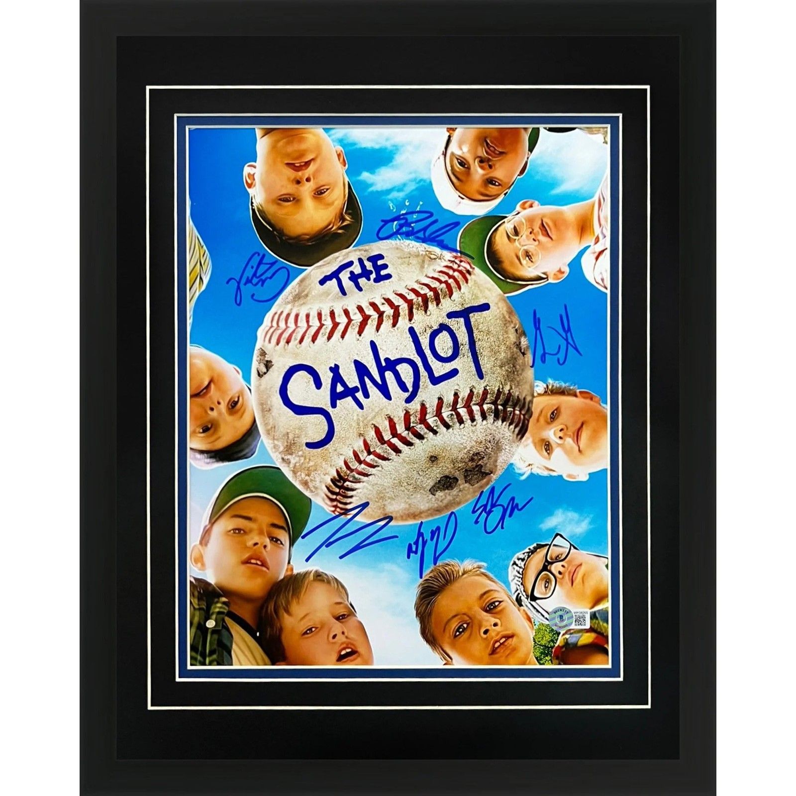 The Sandlot Cast Autographed Vertical (Looking up at Faces) Deluxe Framed 11x14