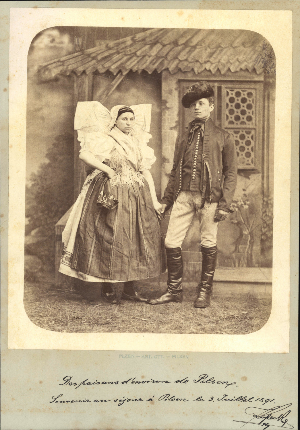 Czech Republic, Peasants of Pilsen (Plzeň) in costume, vintage print, 1891 Ti