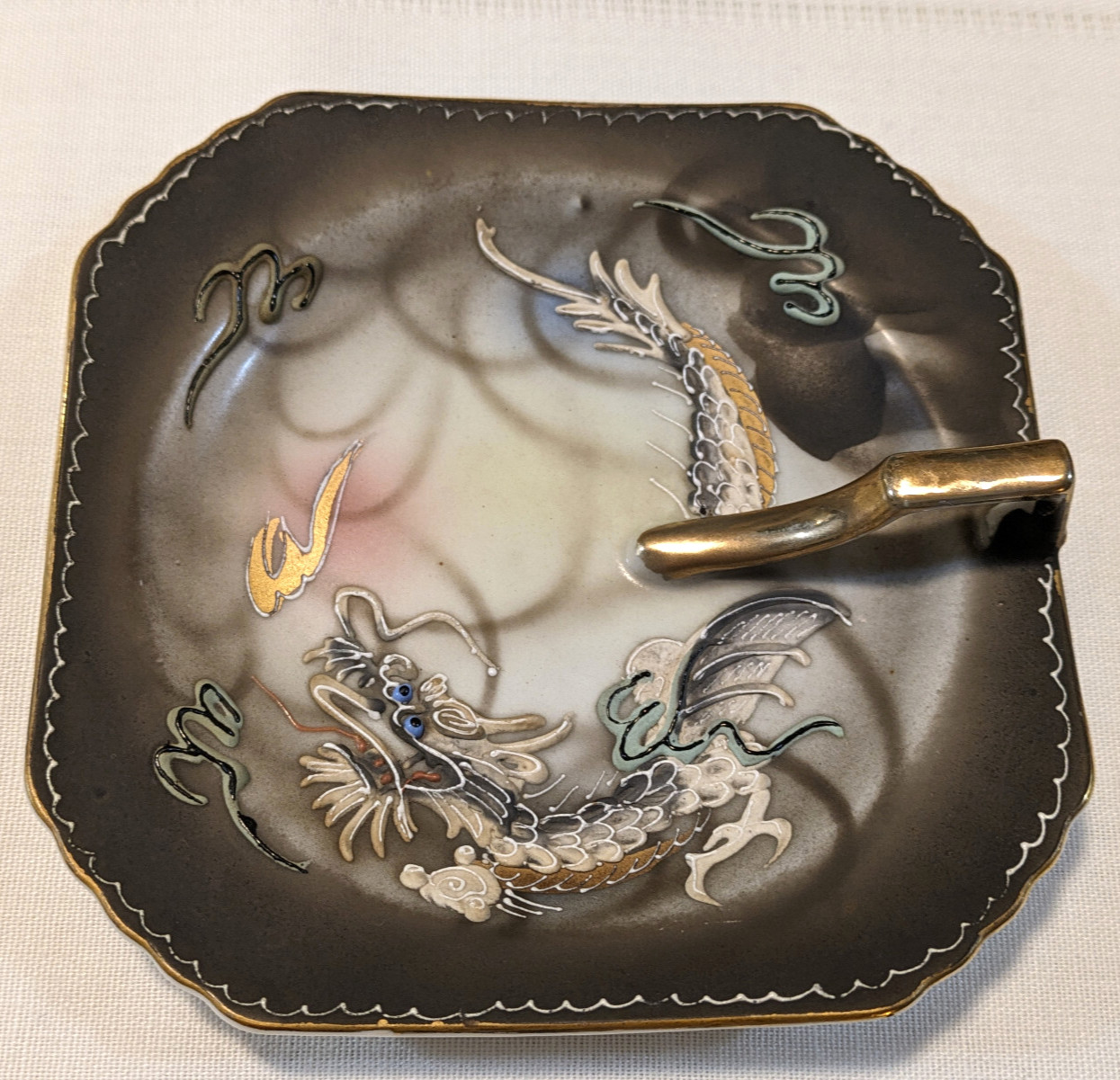 VTG Square Japan Ashtray Dragonware Dragon Design 5.5\