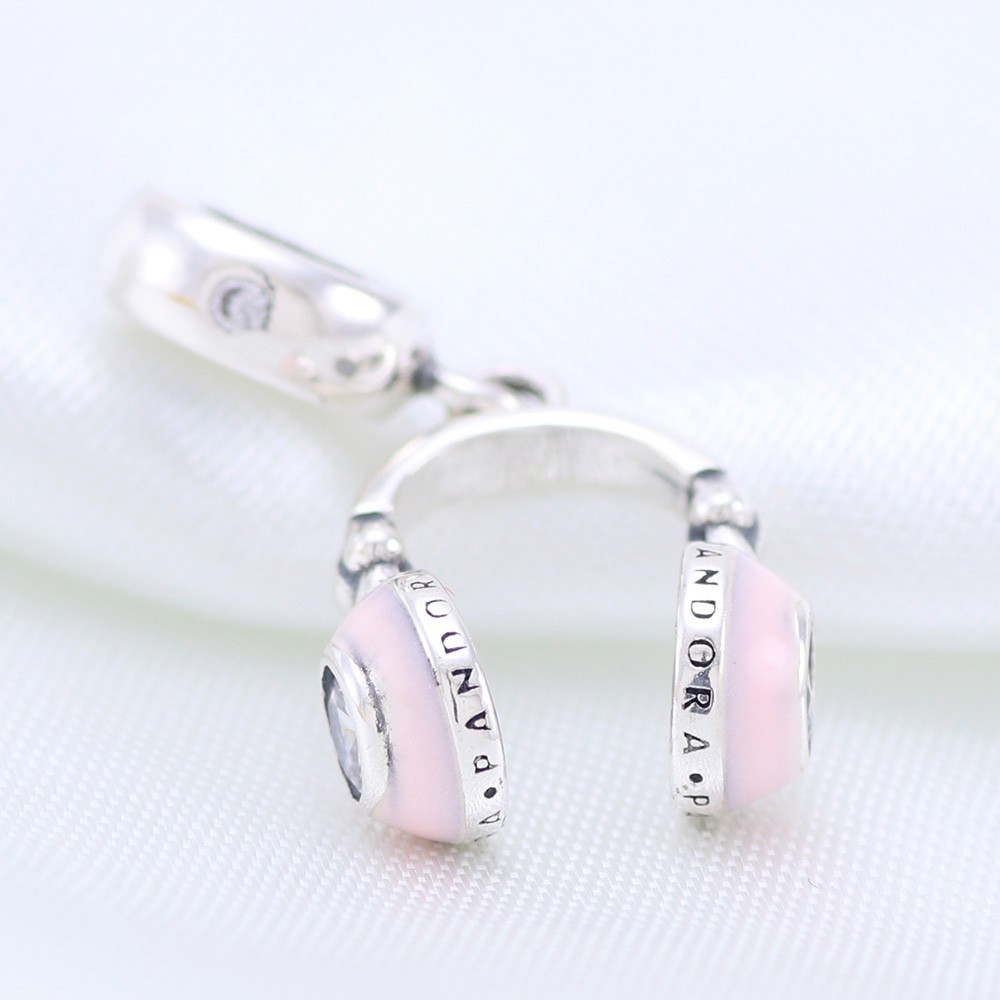 Pandora Pink Headphone Love Music phone Pendant Bracelet Charm Springtime Season
