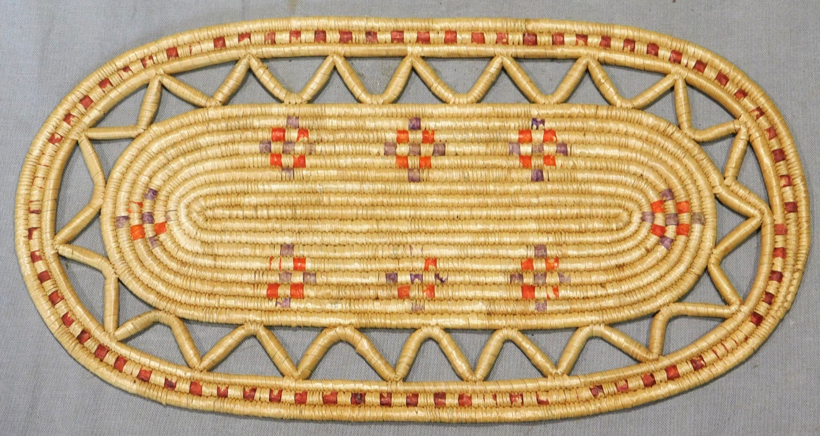 Antique Native American Papago Tohono O'Odham atr coaster trivet table mat c1900