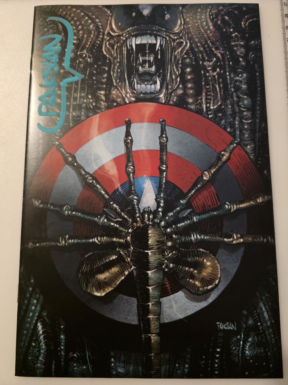 -Signed- Alien vs Captain America #1 Dan Panosian 1:25 Virgin Variant W/COA