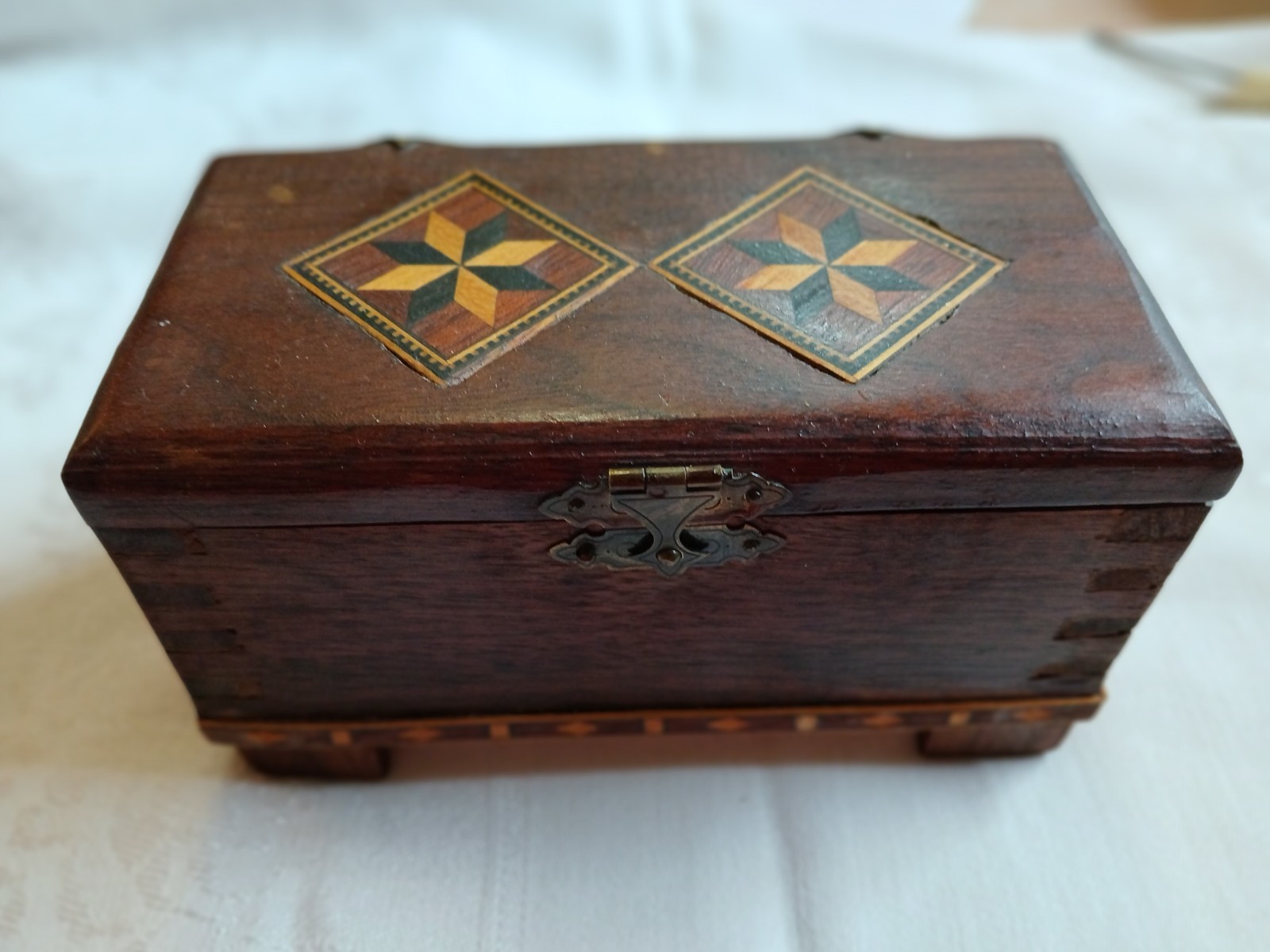 Two Vtg Reuge Romance Swiss Musical movement in Wooden Inlay box