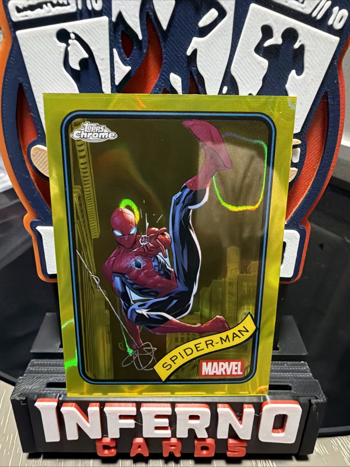 Spider-Man 2025 Topps Chrome Marvel Yellow Lava Refractor Blaster Exclusive Spider-Man 2025 Topps Chrome Marvel Yellow Lava Refractor Blaster Exclusive