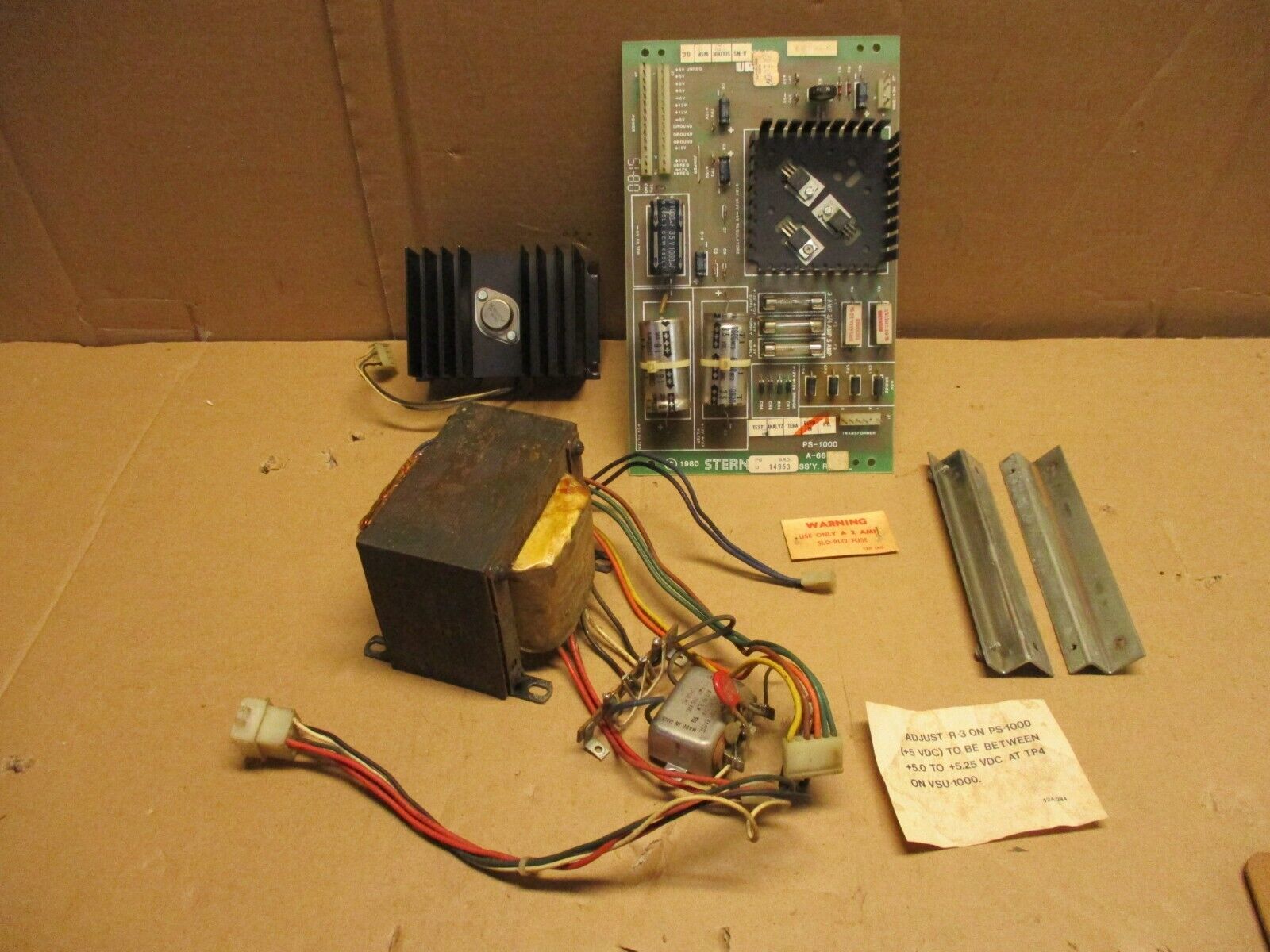 Vintage Stern Berzerk Video Arcade game power supply board and transformer  1980