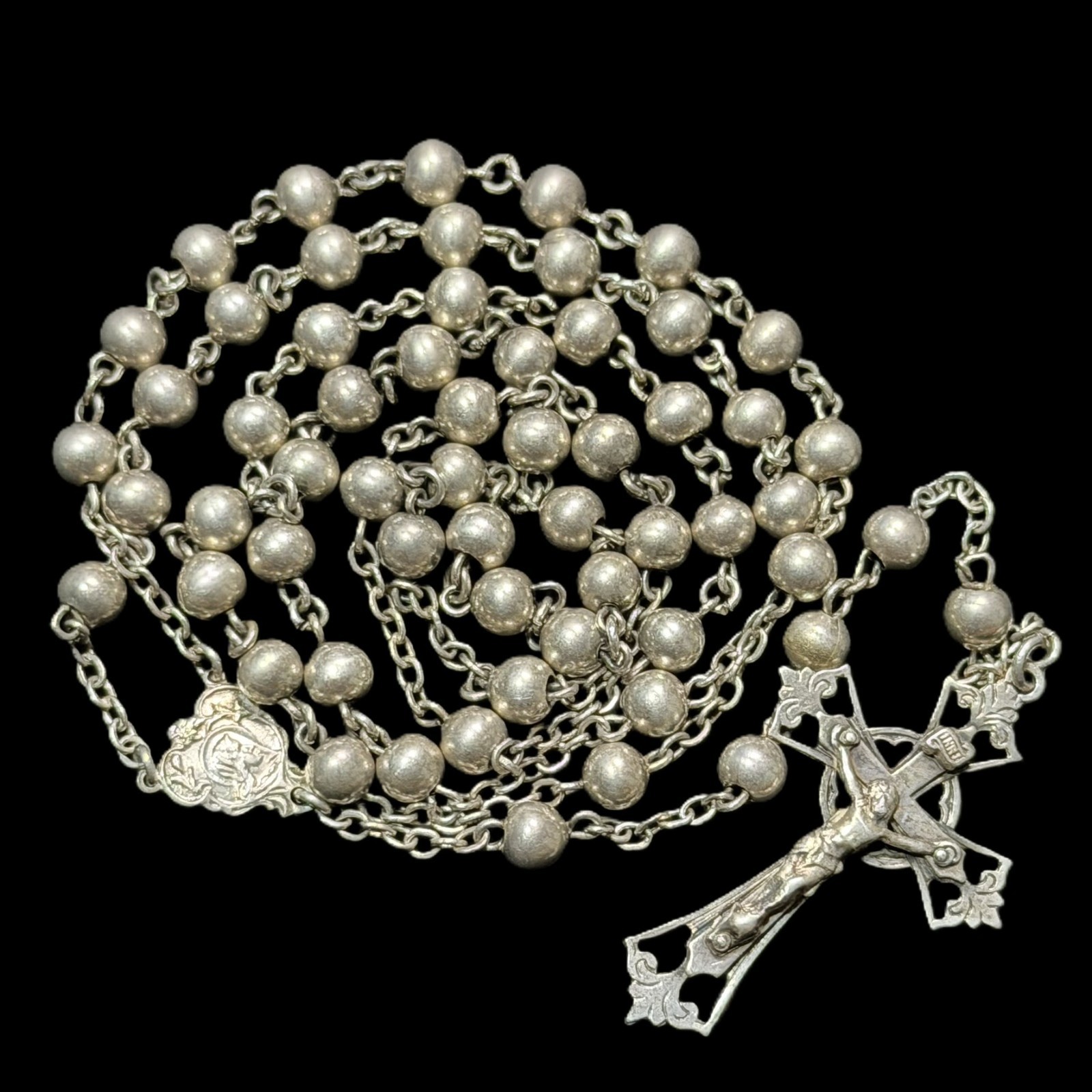 Antique All Sterling Silver Catholic Rosary 19 Antique All Sterling Silver Catholic Rosary 19