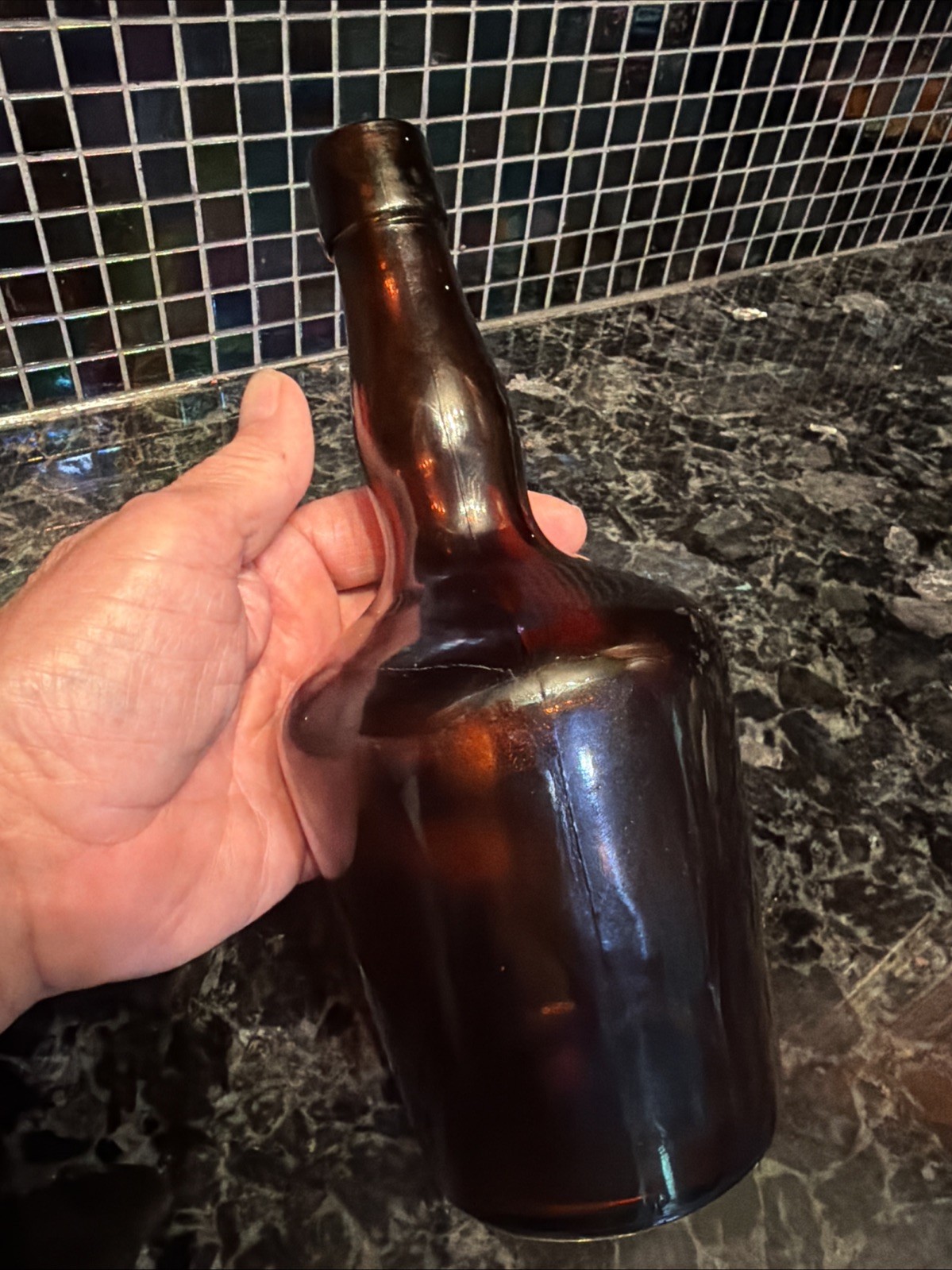 Estate Industries Ltd Kingston Jamaica Brown Glass Liquor Bottle Old Vintage