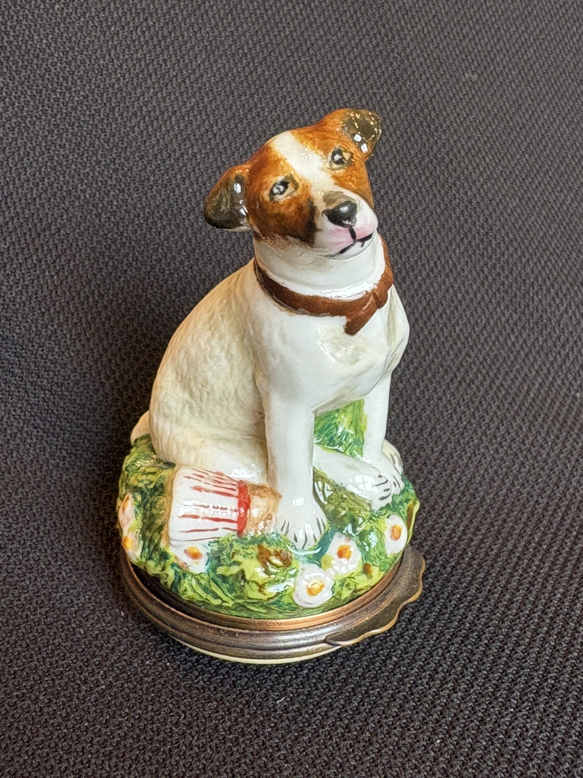 Halcyon Days Enamel Figural Bonbonniere Jack Russell Terrier Dog Trinket Box 