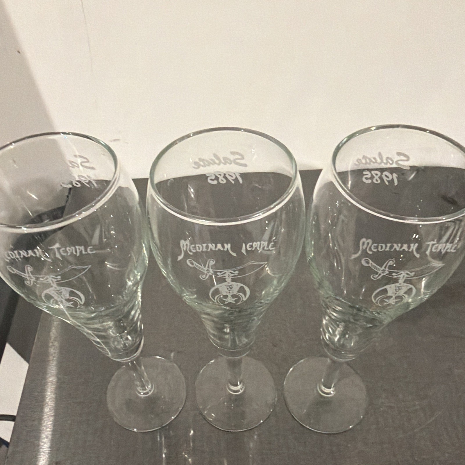 Set Of 3 Vintage Shriners Drinking Glasses 1985 Freemasons