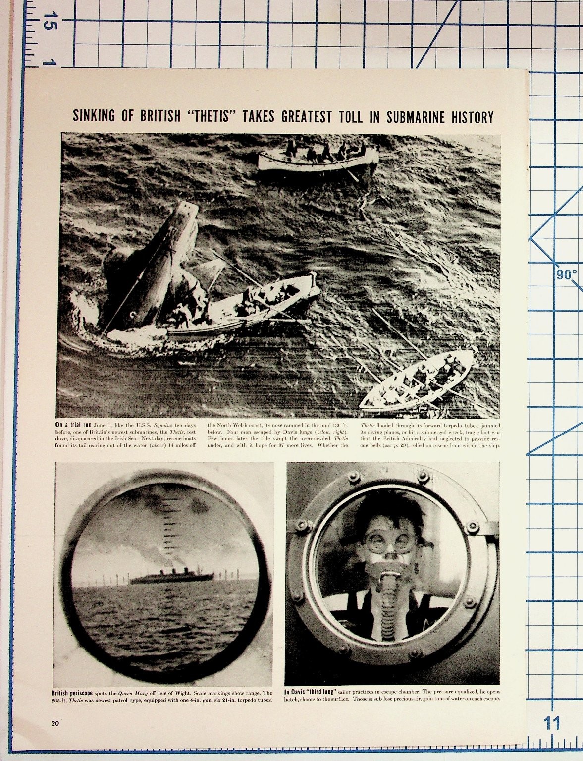 1939 Original Magazine Page Sinking HMS Thetis Submarine Disaster Queen Mary