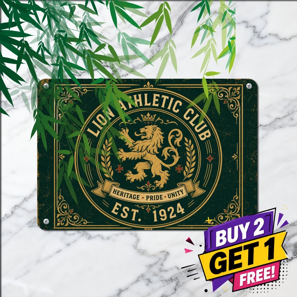 Lisbon Athletic Soccer Lion Sign Portuguese Football Club Metal Tin Plaque