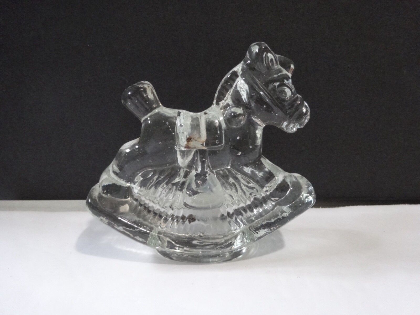 Rocking Horse Crystal Glass Candle Holder Figurine Heavy Clear