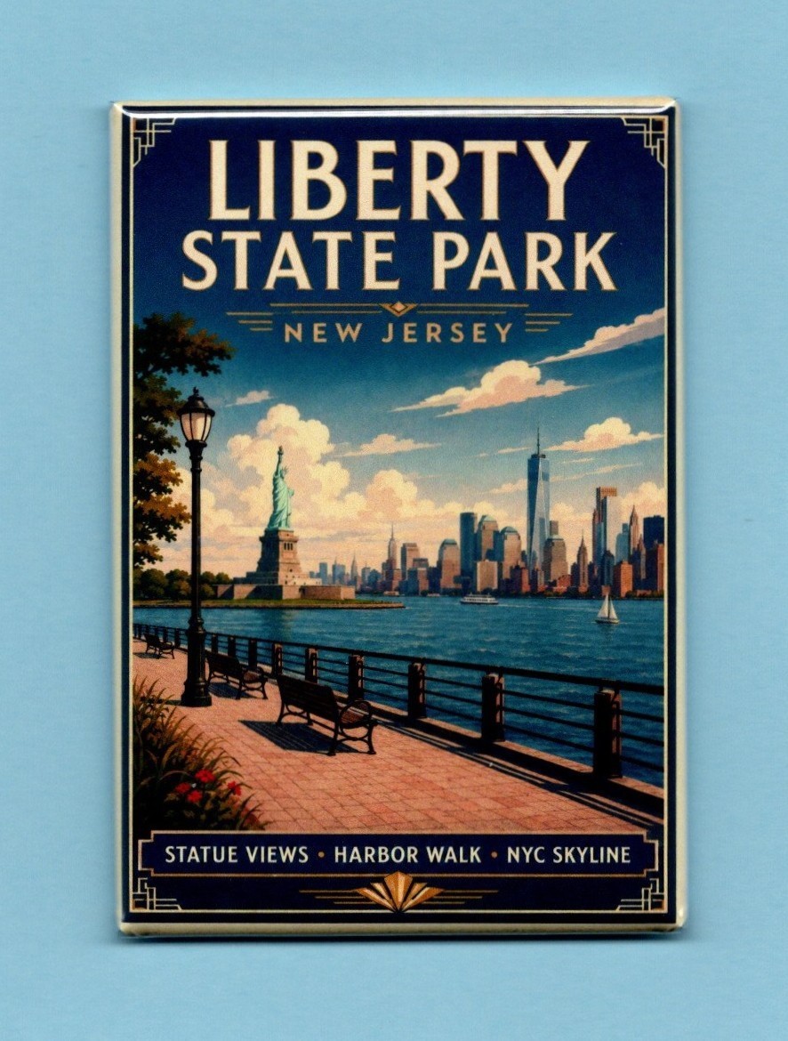 LIBERTY STATE PARK NEW JERSEY TRAVEL POSTER *2X3 FRIDGE MAGNET* STATUE LIBERTY