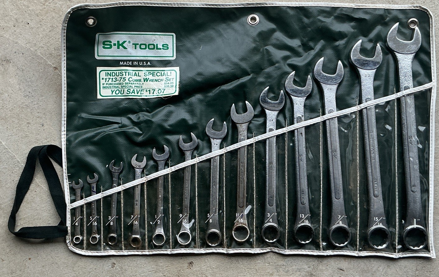 S-K Tools 13 PCs. Combination Wrench Set USA VTG